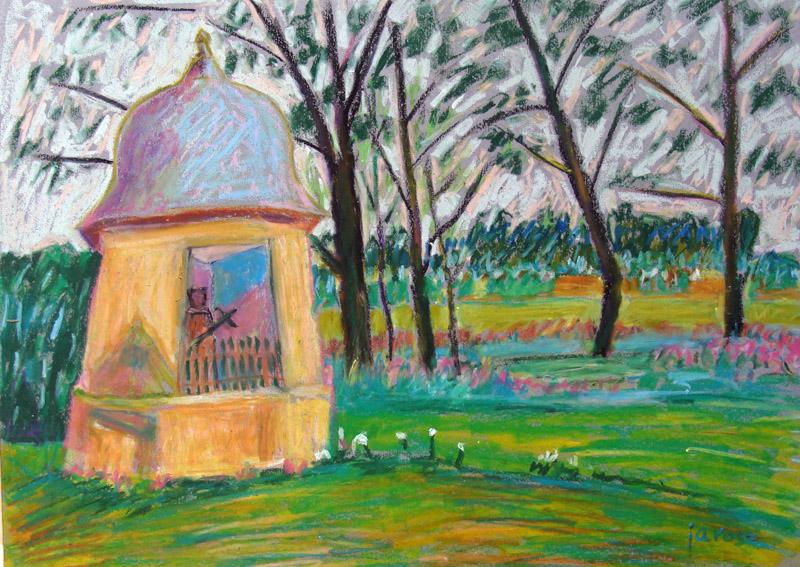 Kapliczka przydrożna -okolice Celin, pastel olejny (2).jpg