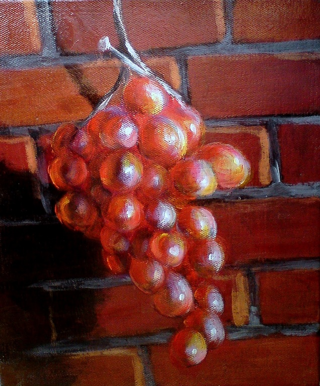 Czerwone winogrona na ceglanym tle.JPG