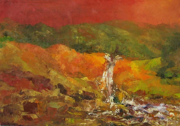 W_Karkonoszach.olej na płótnie 35 x 50 szpachelka, 2007 r cena 350 z.jpg
