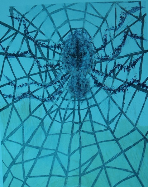Samotny w sieci- akryl na papierze - 40 cm x 30 cm.JPG